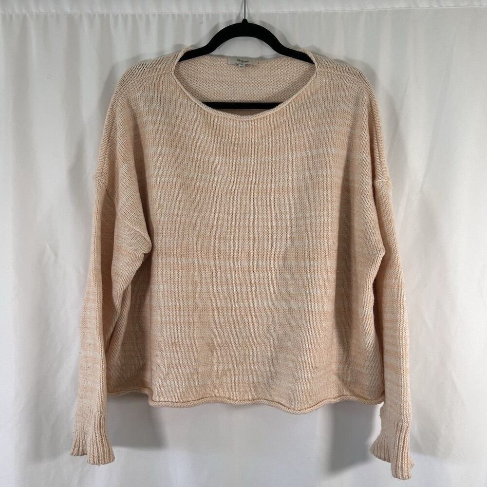 Madewell Wool Blend Sweater Women's XL Beige Knit Mohair Yak Hair Round Neck